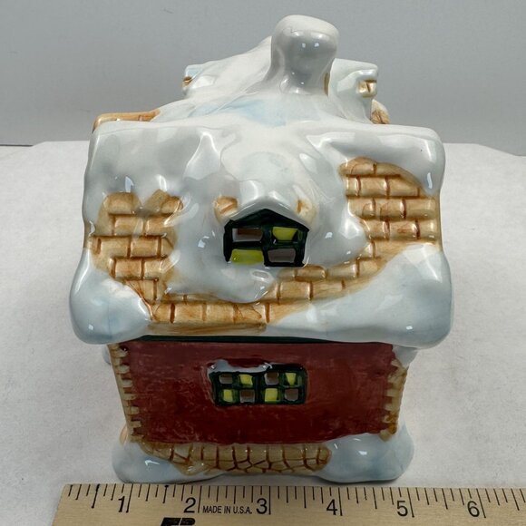World Bazaars Ceramic Holiday House Votive Candle Holder Christmas Village w/Box - Picture 12 of 15